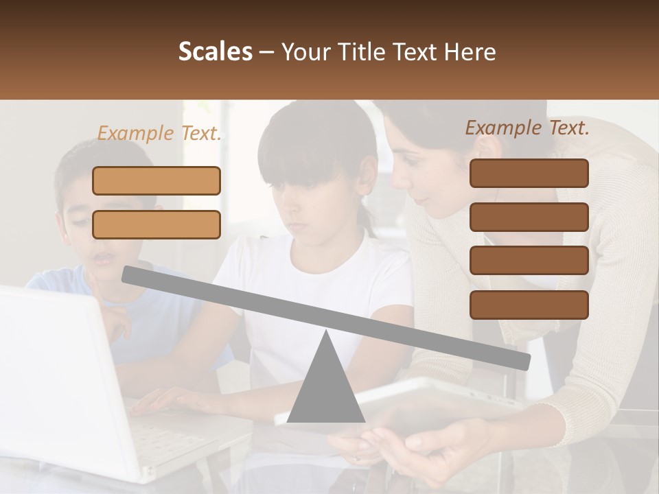 A Woman And Two Children Looking At A Laptop PowerPoint Template