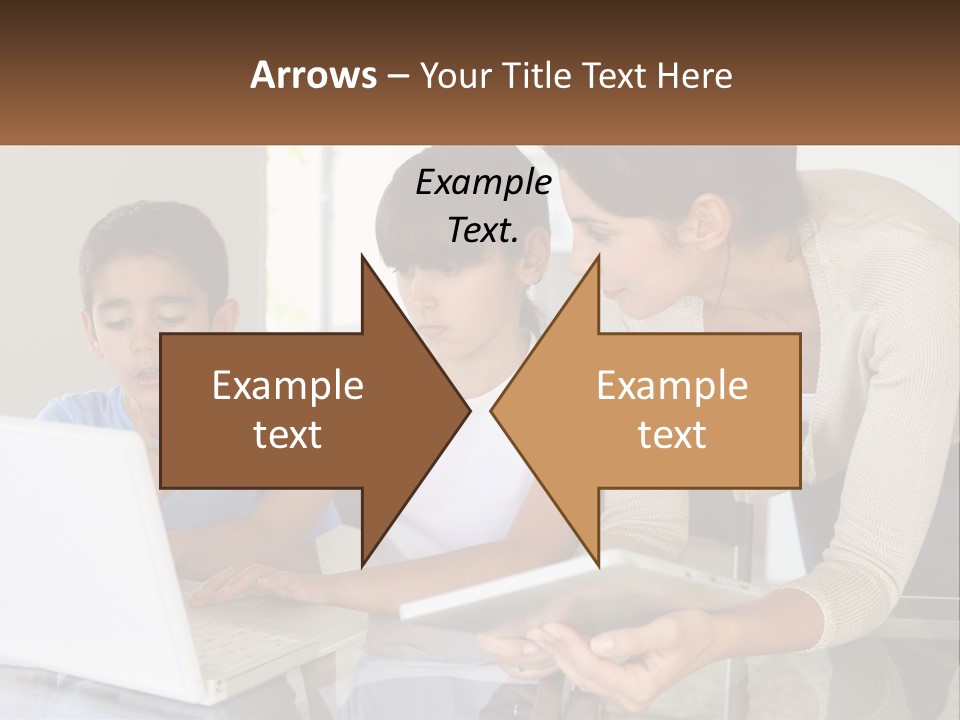 A Woman And Two Children Looking At A Laptop PowerPoint Template