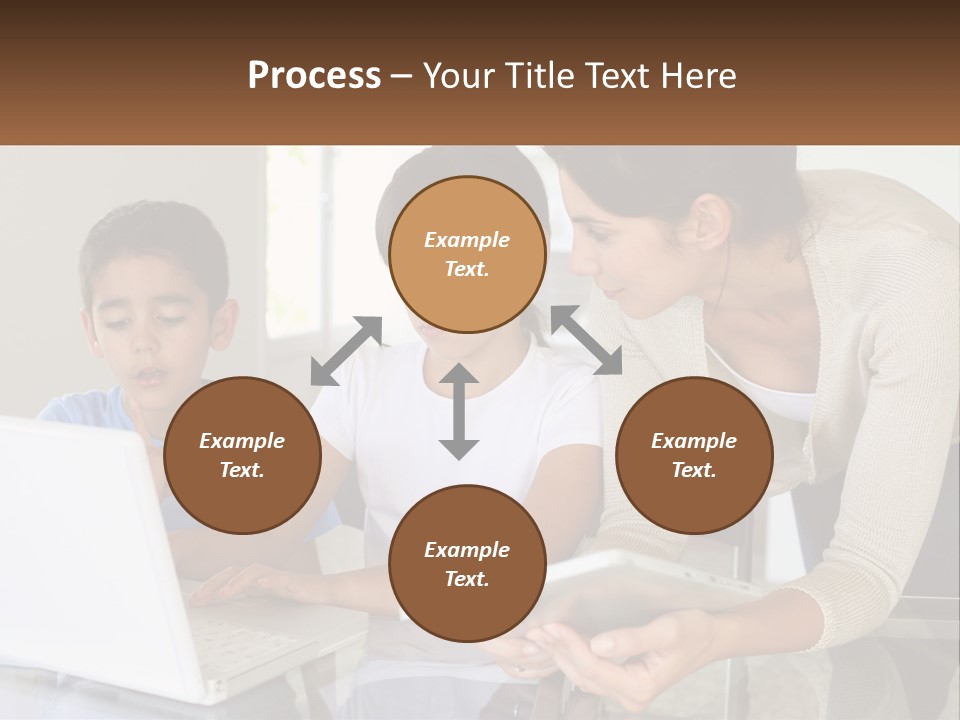 A Woman And Two Children Looking At A Laptop PowerPoint Template