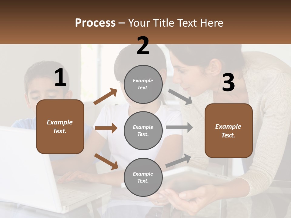 A Woman And Two Children Looking At A Laptop PowerPoint Template