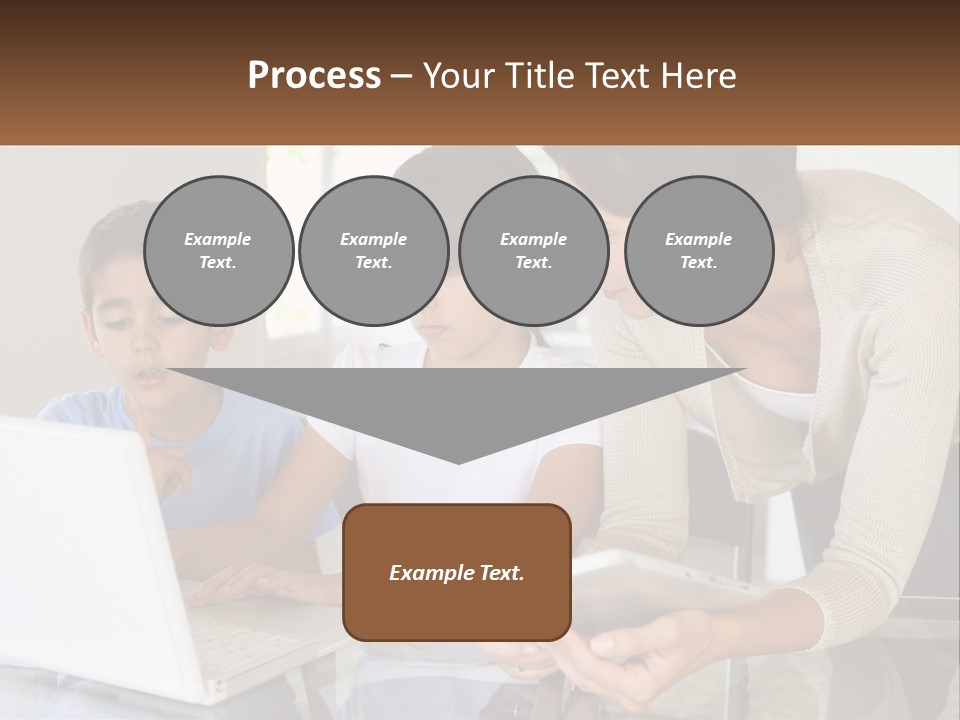 A Woman And Two Children Looking At A Laptop PowerPoint Template