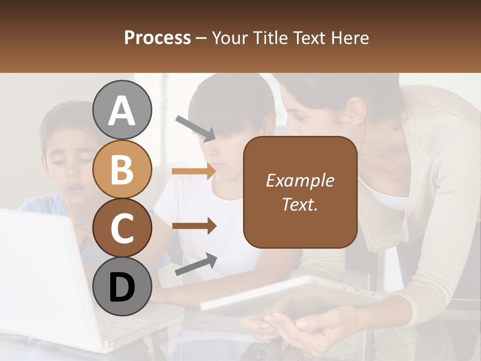 A Woman And Two Children Looking At A Laptop PowerPoint Template
