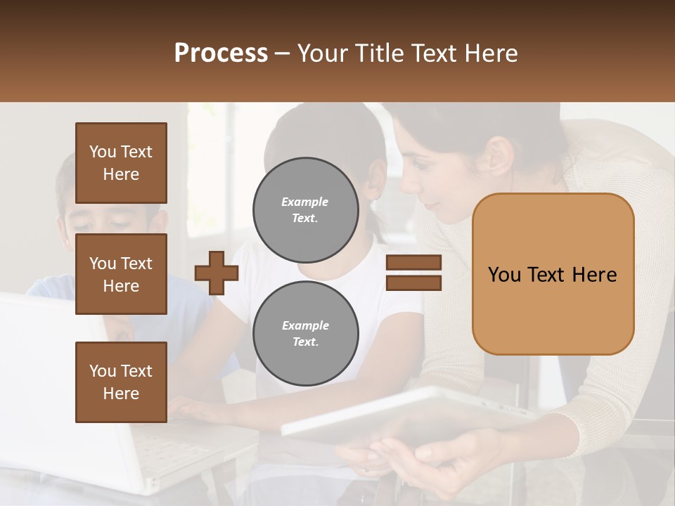 A Woman And Two Children Looking At A Laptop PowerPoint Template