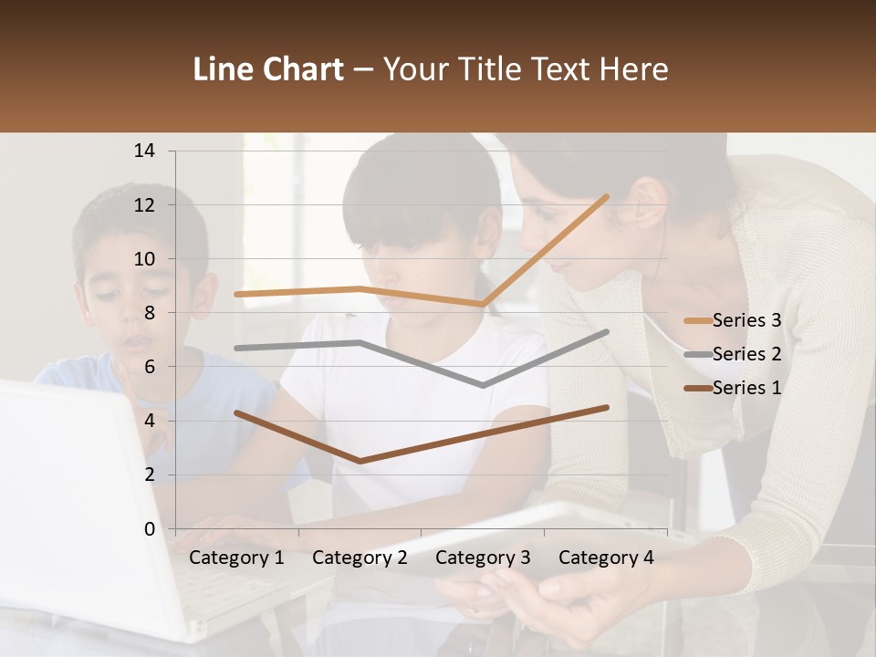 A Woman And Two Children Looking At A Laptop PowerPoint Template