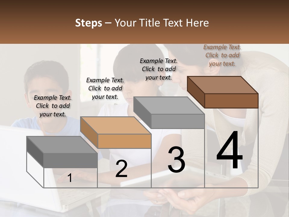 A Woman And Two Children Looking At A Laptop PowerPoint Template