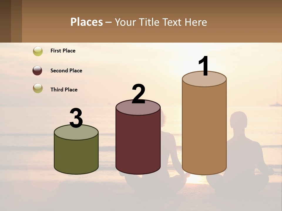 Two People Are Sitting On The Beach At Sunset PowerPoint Template