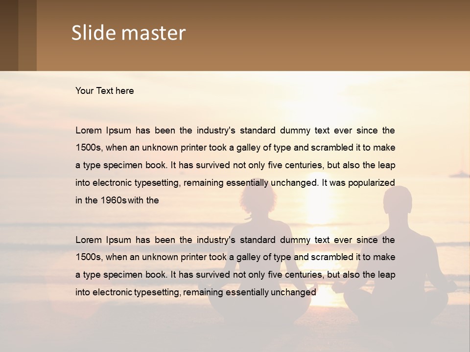 Two People Are Sitting On The Beach At Sunset PowerPoint Template