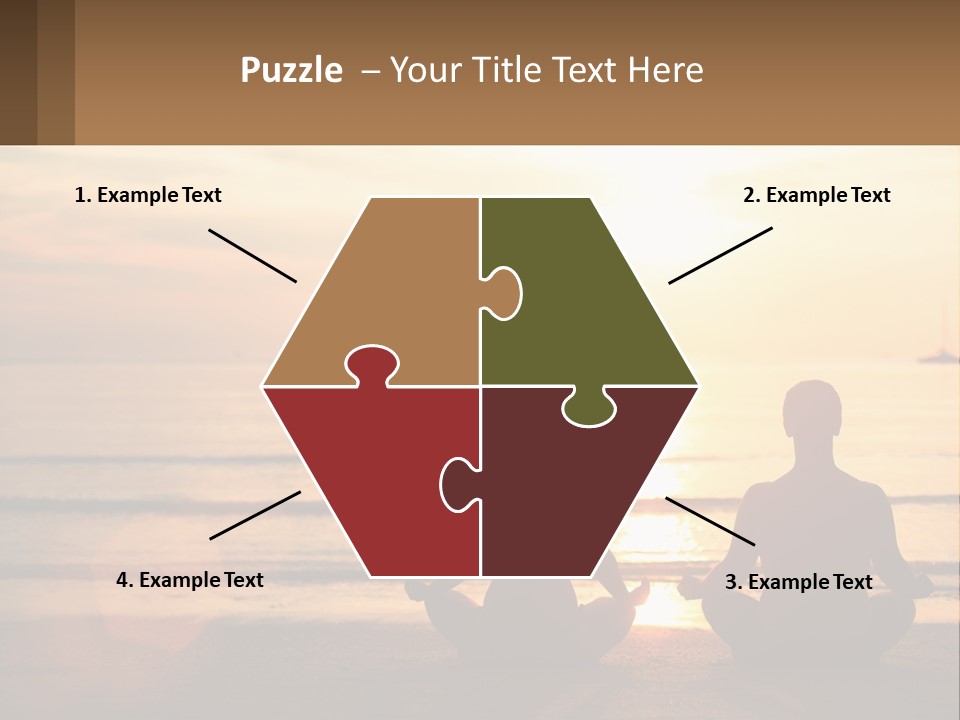 Two People Are Sitting On The Beach At Sunset PowerPoint Template