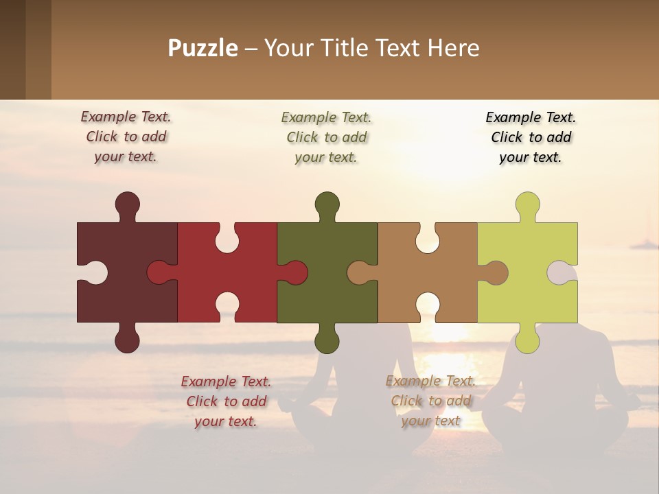 Two People Are Sitting On The Beach At Sunset PowerPoint Template