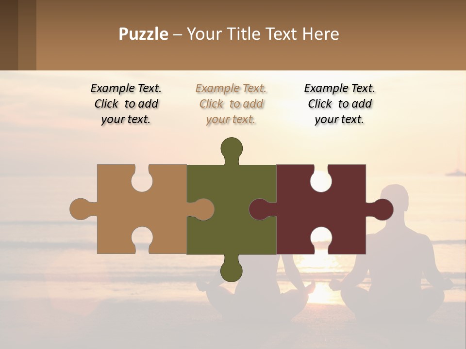 Two People Are Sitting On The Beach At Sunset PowerPoint Template