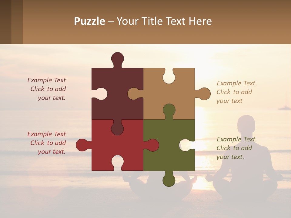 Two People Are Sitting On The Beach At Sunset PowerPoint Template