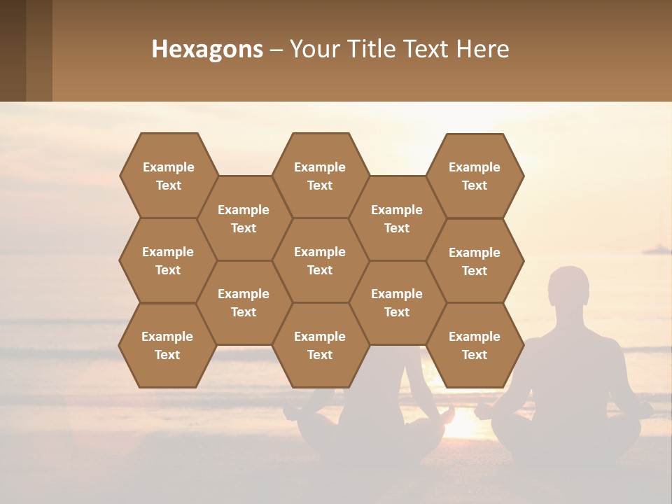 Two People Are Sitting On The Beach At Sunset PowerPoint Template