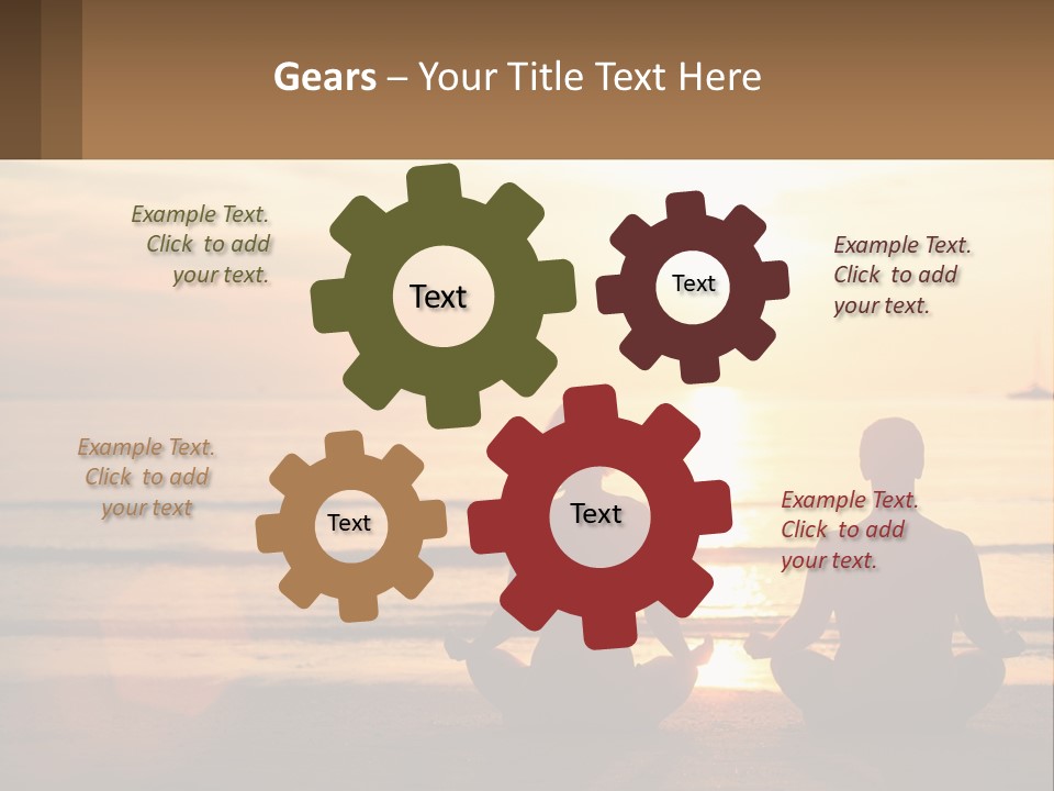 Two People Are Sitting On The Beach At Sunset PowerPoint Template