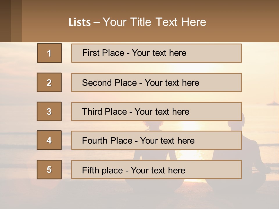 Two People Are Sitting On The Beach At Sunset PowerPoint Template