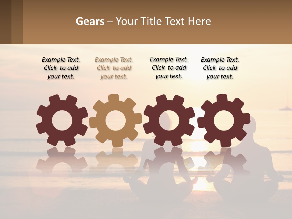 Two People Are Sitting On The Beach At Sunset PowerPoint Template