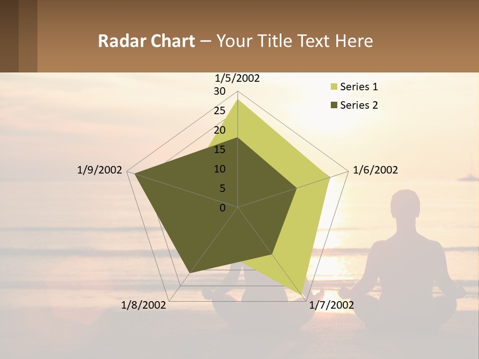 Two People Are Sitting On The Beach At Sunset PowerPoint Template