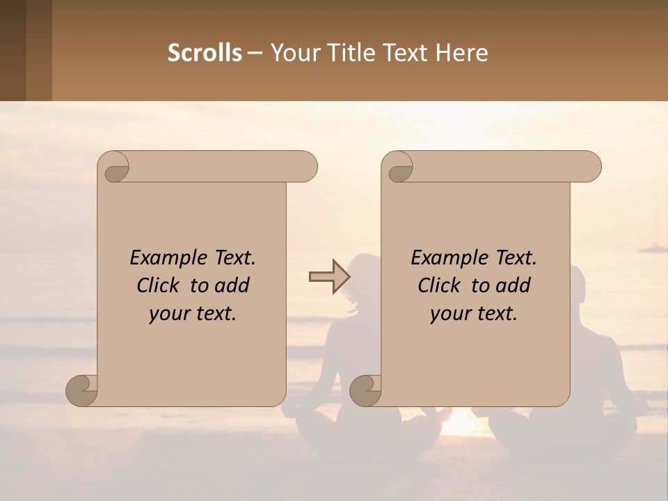 Two People Are Sitting On The Beach At Sunset PowerPoint Template
