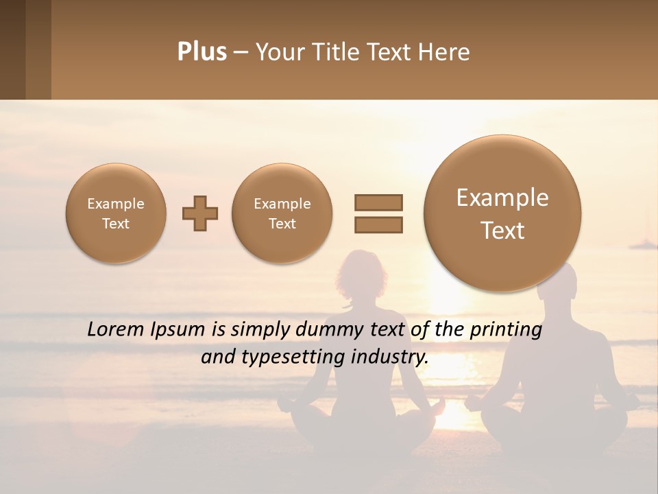 Two People Are Sitting On The Beach At Sunset PowerPoint Template