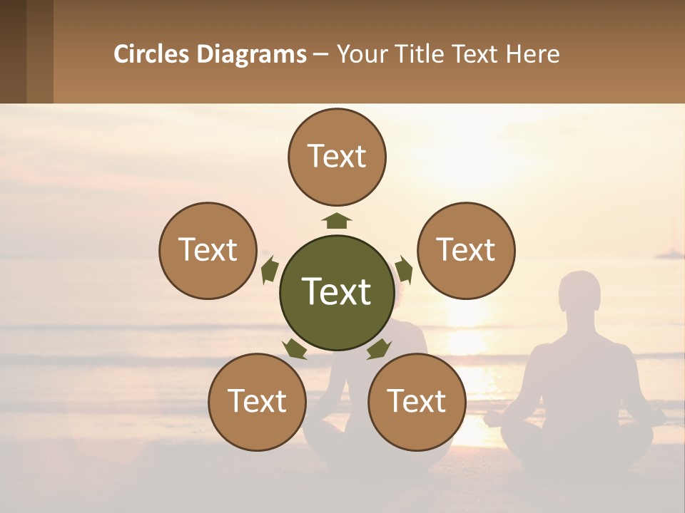 Two People Are Sitting On The Beach At Sunset PowerPoint Template