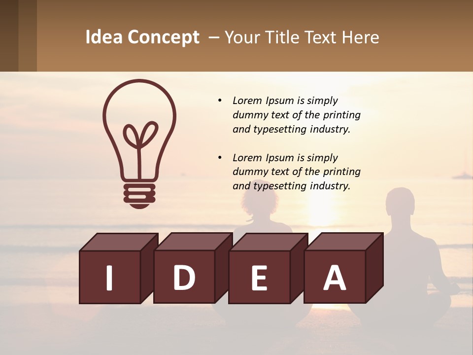 Two People Are Sitting On The Beach At Sunset PowerPoint Template