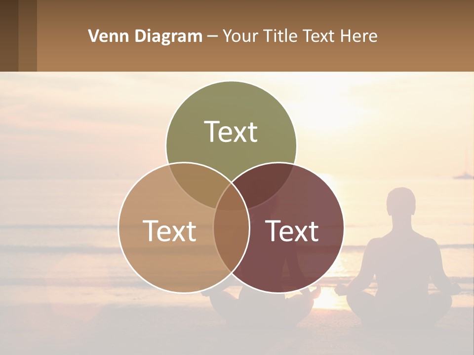 Two People Are Sitting On The Beach At Sunset PowerPoint Template