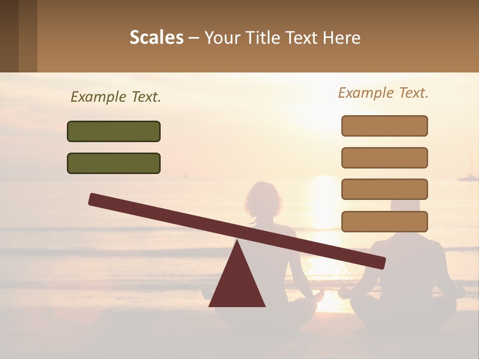 Two People Are Sitting On The Beach At Sunset PowerPoint Template