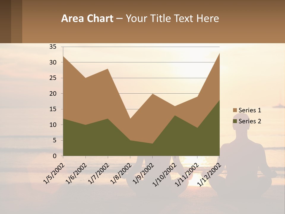 Two People Are Sitting On The Beach At Sunset PowerPoint Template