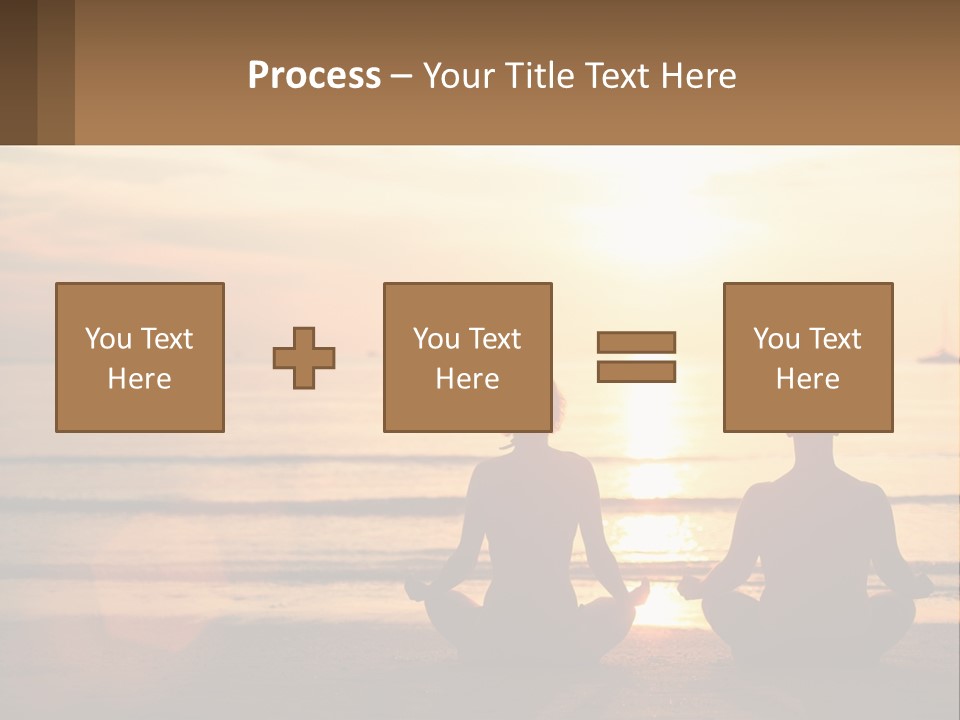 Two People Are Sitting On The Beach At Sunset PowerPoint Template