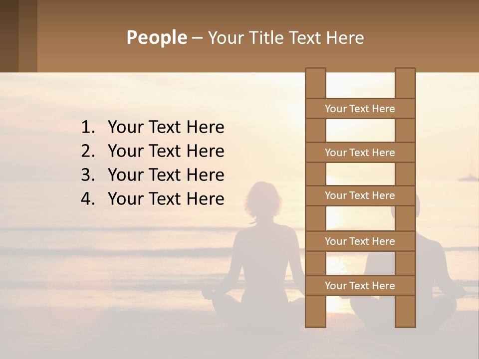 Two People Are Sitting On The Beach At Sunset PowerPoint Template