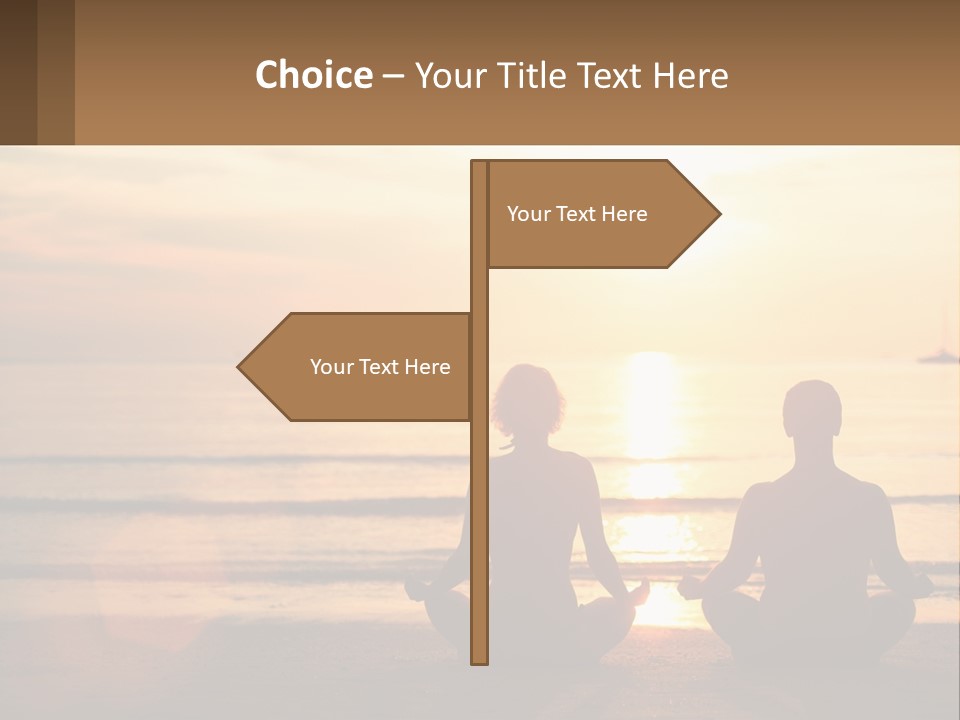 Two People Are Sitting On The Beach At Sunset PowerPoint Template