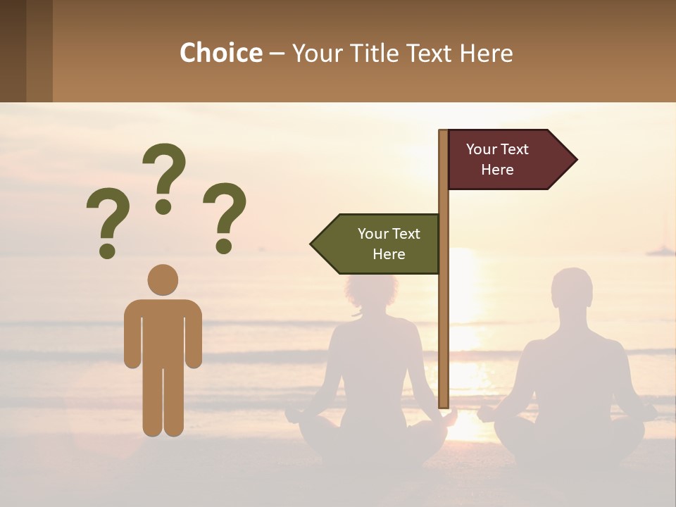 Two People Are Sitting On The Beach At Sunset PowerPoint Template
