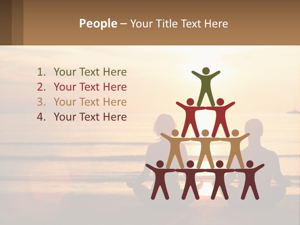 Two People Are Sitting On The Beach At Sunset PowerPoint Template