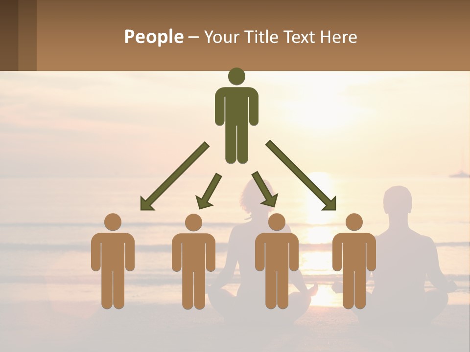 Two People Are Sitting On The Beach At Sunset PowerPoint Template