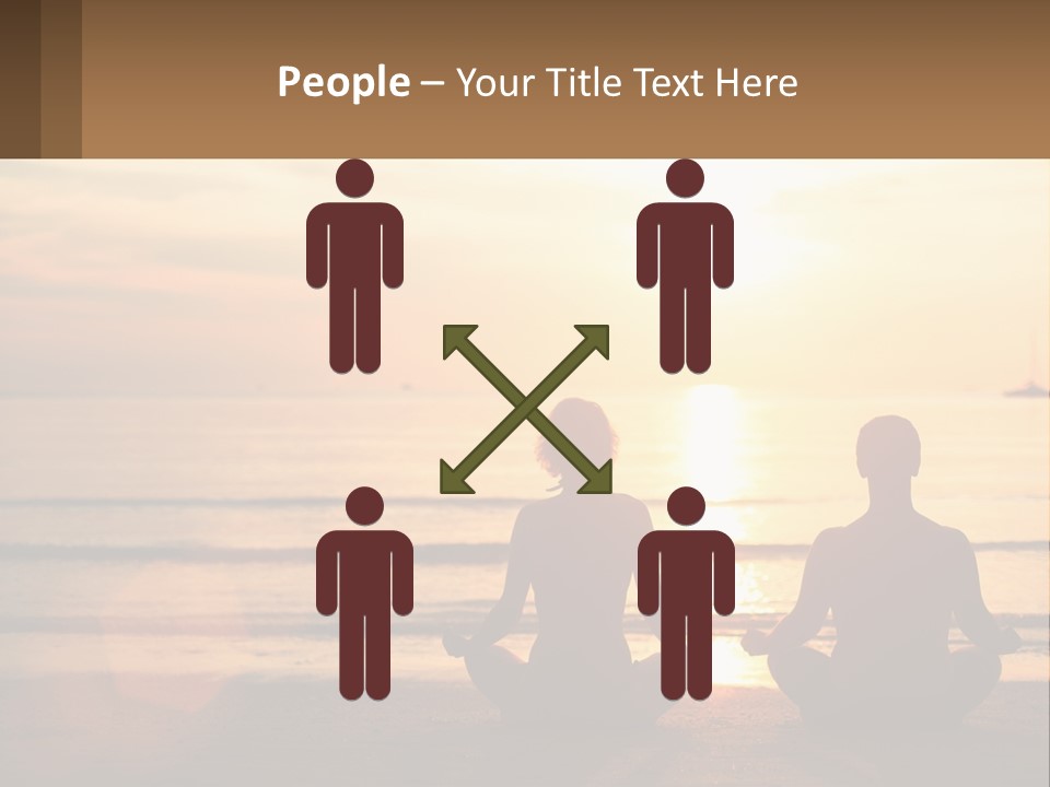 Two People Are Sitting On The Beach At Sunset PowerPoint Template