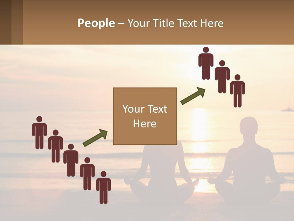 Two People Are Sitting On The Beach At Sunset PowerPoint Template