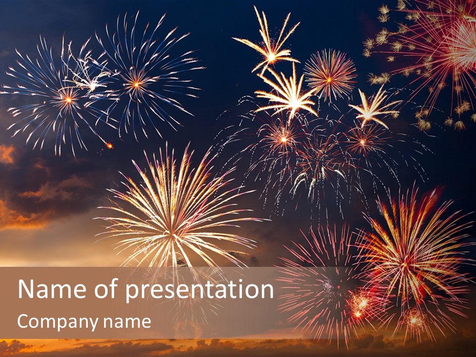 A Fireworks Display With A Sky Background PowerPoint Template