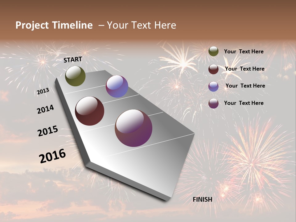 A Fireworks Display With A Sky Background PowerPoint Template