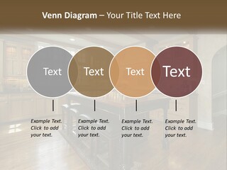 A Large Kitchen With Wooden Cabinets And A Center Island PowerPoint Template