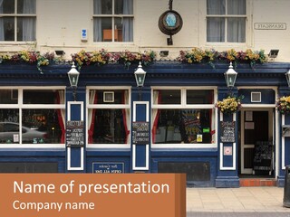 A Building With A Clock On The Front Of It PowerPoint Template