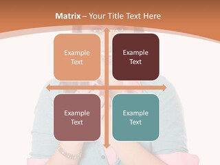 A Woman Is Smiling And Holding Her Hands Together PowerPoint Template