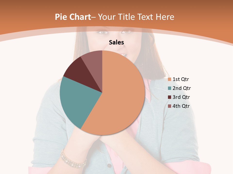 A Woman Is Smiling And Holding Her Hands Together PowerPoint Template