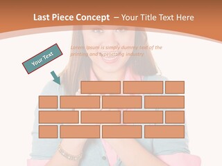 A Woman Is Smiling And Holding Her Hands Together PowerPoint Template