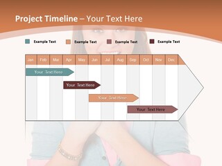 A Woman Is Smiling And Holding Her Hands Together PowerPoint Template