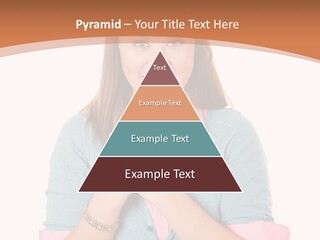 A Woman Is Smiling And Holding Her Hands Together PowerPoint Template