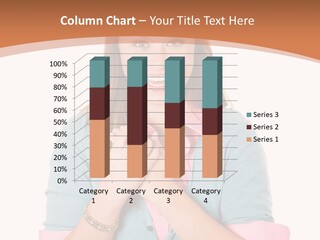 A Woman Is Smiling And Holding Her Hands Together PowerPoint Template