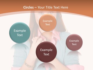 A Woman Is Smiling And Holding Her Hands Together PowerPoint Template
