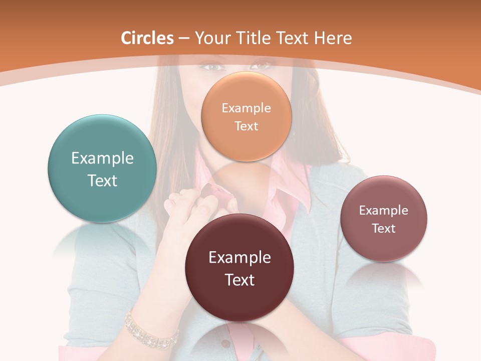 A Woman Is Smiling And Holding Her Hands Together PowerPoint Template