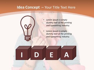 A Woman Is Smiling And Holding Her Hands Together PowerPoint Template