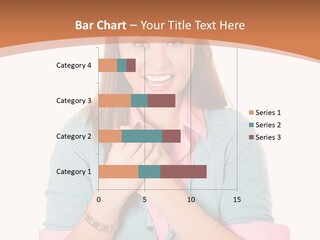 A Woman Is Smiling And Holding Her Hands Together PowerPoint Template