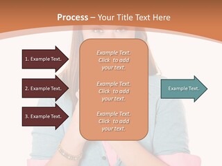 A Woman Is Smiling And Holding Her Hands Together PowerPoint Template